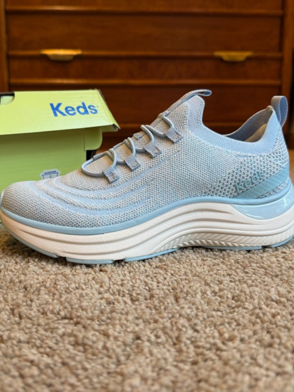 NWT Keds BlissMove Marled Knit Slip-On Sneakers Light Blue Size 5
